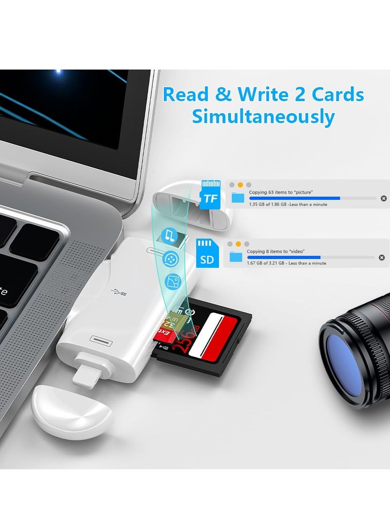 Excefore 3-in-1 SD Card Reader for iPhone/i Pad Android USB-C Mac PC Camera, High-Speed Portable Micro SD Card Adapte,Computer Memory Card Reader Viewer Compatible for TF and SD Card  - Image 3