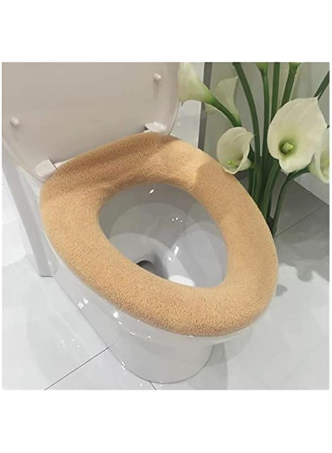 Comfortable Soft Multicolor Bathroom Toilet Set Thickening Washable Toilet Seats Cover Toilet Mat Winter Warm O Ring Potty Sets (Color : Kaki) 