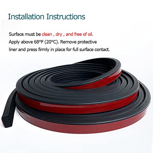 Tintvent Ribbed Foam Rubber Seal with Tape, Self-Adhesive EPDM Foam Rubber Weather Stripping for Boat, Auto, RV, Marine, Garage Doors/Window and More, Black(26Feet) - Image 5
