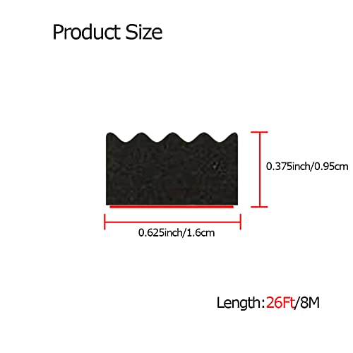Tintvent Ribbed Foam Rubber Seal with Tape, Self-Adhesive EPDM Foam Rubber Weather Stripping for Boat, Auto, RV, Marine, Garage Doors/Window and More, Black(26Feet) - Image 2