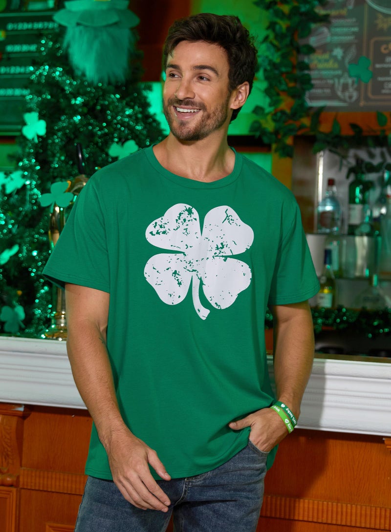 Arvilhill Men's St Patrick's Day Shirt Classic Party Shamrock Soft 4 Leaf Festival Fitted Irish T-Shirt Four Leaf Clover XL - Image 3