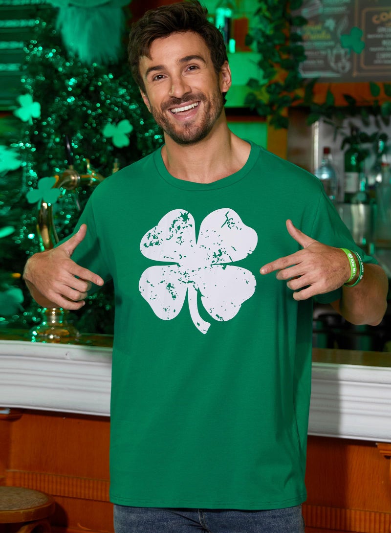 Arvilhill Men's St Patrick's Day Shirt Classic Party Shamrock Soft 4 Leaf Festival Fitted Irish T-Shirt Four Leaf Clover XL - Image 2