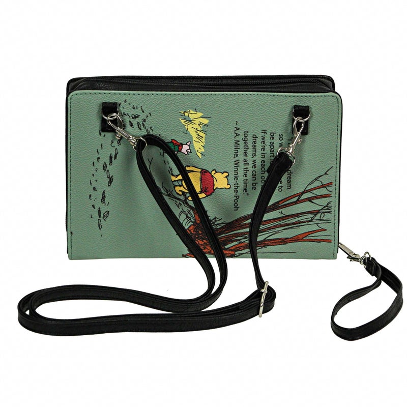 Things2Die4 Green Vinyl Winnie The Pooh Book Handbag Novelty Clutch Purse Crossbody Bag A.A. Milne 9.25 Inch - Image 2
