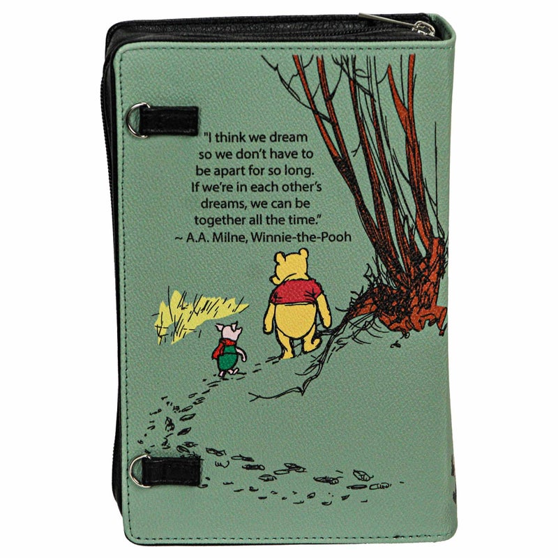 Things2Die4 Green Vinyl Winnie The Pooh Book Handbag Novelty Clutch Purse Crossbody Bag A.A. Milne 9.25 Inch - Image 3