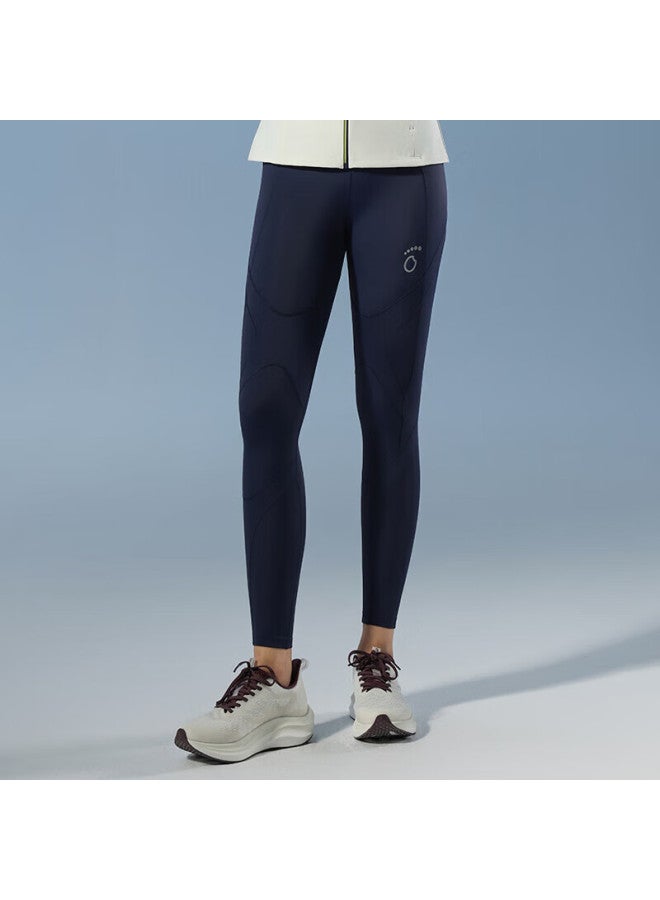 Macondo Original Running Support Zoned Compression Tights With Three Pockets, Sweat-resistant Back Pocket, Night Sea Blue, Women's XL - Image 1