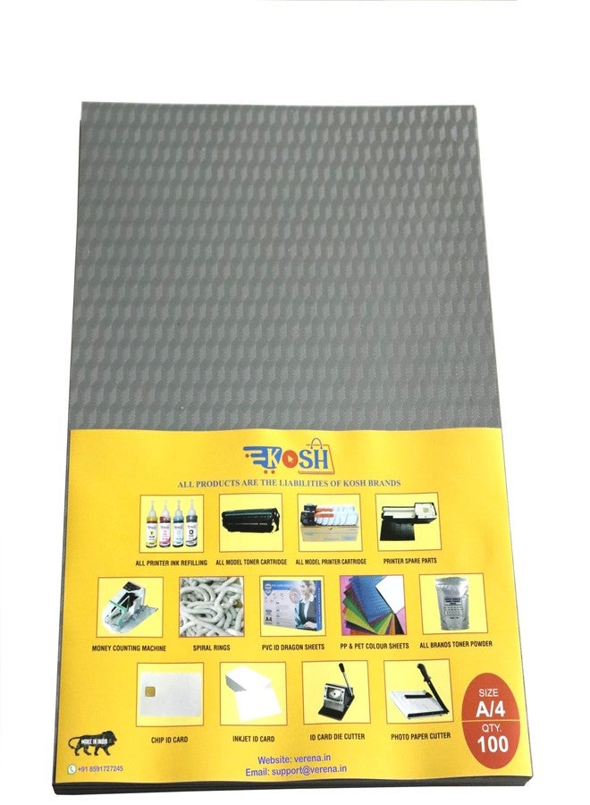 Kosh أوراق تجليد الكتب الحلزونية من مادة PVC من كوش، مقاس A/4 (مجموعة من 100 ورقة، رمادي داكن) - Image 2