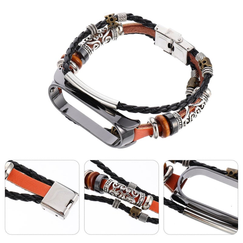 Leather Replacement Strap With Metal Case Frame Snap Buckle Vintage Brown Black Frame - Image 5