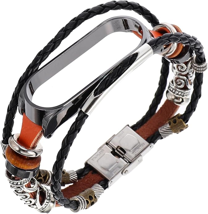 Leather Replacement Strap With Metal Case Frame Snap Buckle Vintage Brown Black Frame - Image 1