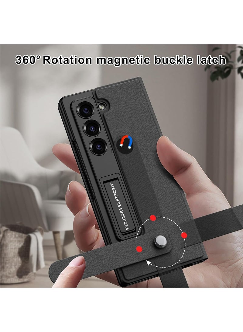 Aookay Compatible with Samsung Z Fold 7 Wallet Case with Card Slots, Adjustable Kickstand, Magnetic Closure, Shockproof All-Around Protection, Matte Textured Leather Case (Cool Black)  - Image 3