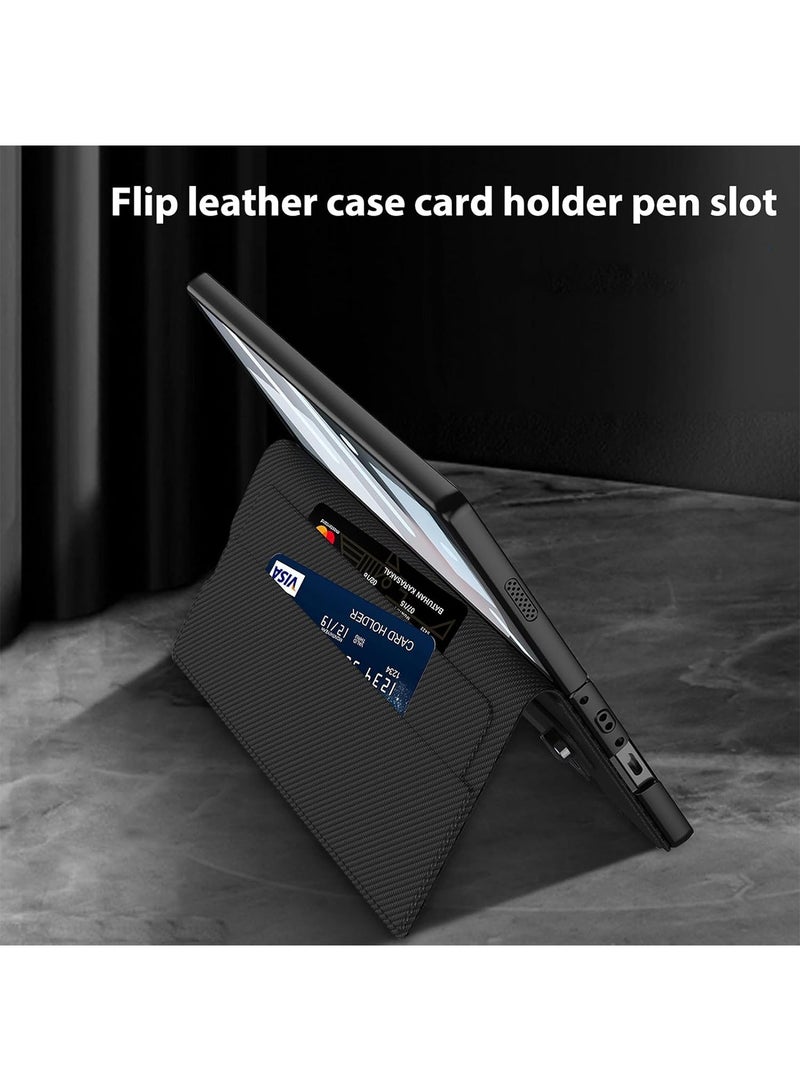 Aookay Compatible with Samsung Z Fold 7 Wallet Case with Card Slots, Adjustable Kickstand, Magnetic Closure, Shockproof All-Around Protection, Matte Textured Leather Case (Cool Black)  - Image 4