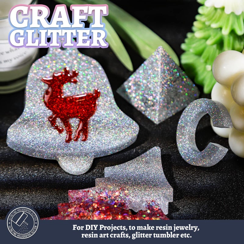 LEOBRO Silver Glitter, 180g/6.35oz Holographic Silver Fine Glitter for Resin, Crafts, Tumblers, Nail Body, DIY Party Decorations - Image 4