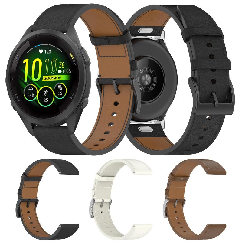 erorex For Garmin Forerunner 265S Press Button 18Mm Leather Watch Band(Brown) - Image 5