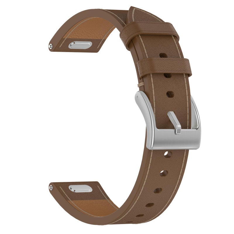erorex For Garmin Forerunner 265S Press Button 18Mm Leather Watch Band(Brown) - Image 4