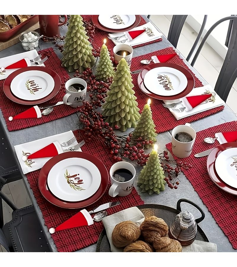 50pcs Christmas Utensil Holder Set Mini Santa Hat Silverware Stand Cutlery Bag For Holiday Party Table Christmas Tree Decoration - Image 4