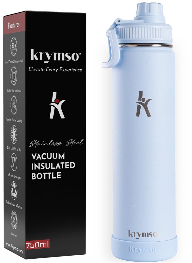 KRYMSO KRYMSO, 750ml Stainless Steel Water Bottle, Double Wall Insulated Water Bottle, Leak Proof, BPA Free, Silicone Boot, Thermos Bottle, Cold Hot Bottle for Kids, School, Gym  - Image 1