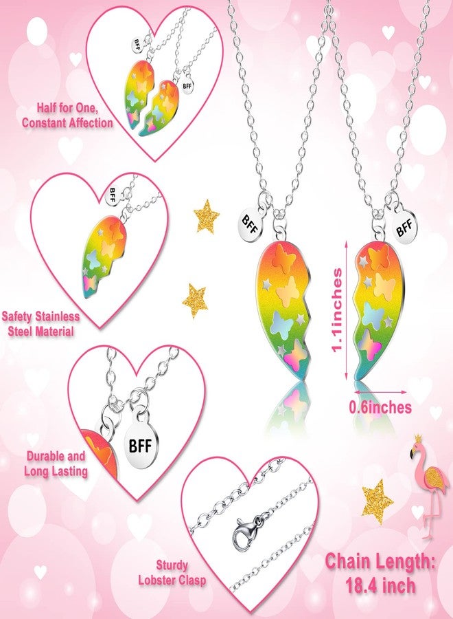 Highergo 6 Pieces Best Friend Necklaces BFF Matching Heart Unicorn Dolphin Pendant Friendship Necklaces for 2 Girls Best Friend Jewelry for Kids Sister Cute Gifts Magnetic - Image 2