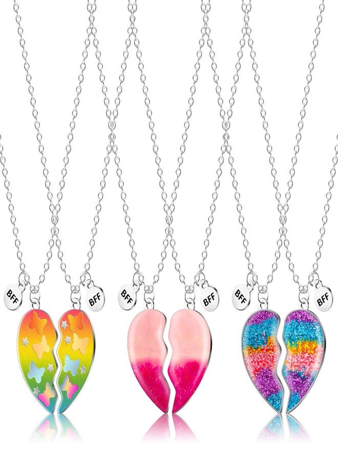 Highergo 6 Pieces Best Friend Necklaces BFF Matching Heart Unicorn Dolphin Pendant Friendship Necklaces for 2 Girls Best Friend Jewelry for Kids Sister Cute Gifts Magnetic - Image 1