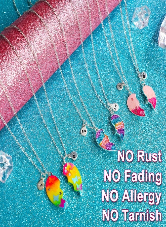 Highergo 6 Pieces Best Friend Necklaces BFF Matching Heart Unicorn Dolphin Pendant Friendship Necklaces for 2 Girls Best Friend Jewelry for Kids Sister Cute Gifts Magnetic - Image 3