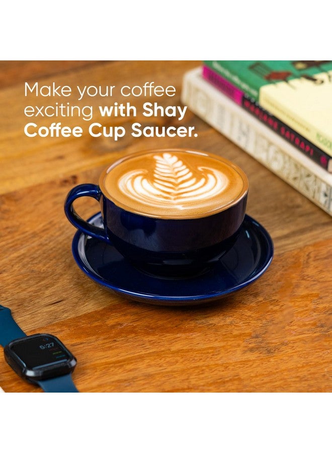 Shay طقم فنجان وصحن قهوة سيراميك كبير شاي، أزرق منتصف الليل، 320 مل | فنجان كابتشينو | تشطيب لامع | بورسلين فاخر | آمن للاستخدام في الميكروويف (فنجان وصحن XL - أزرق منتصف الليل) - Image 3