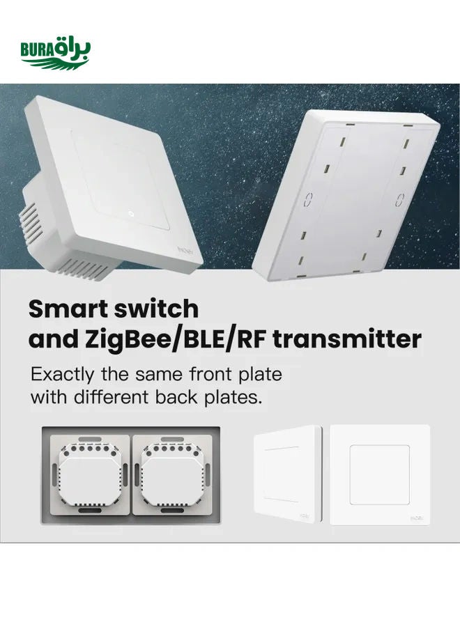 Tuya ZigBee Smart Single-fire Zero-fire Sharing Timing Voice Wall Switch EU Plug, Style: 1 Way (White)