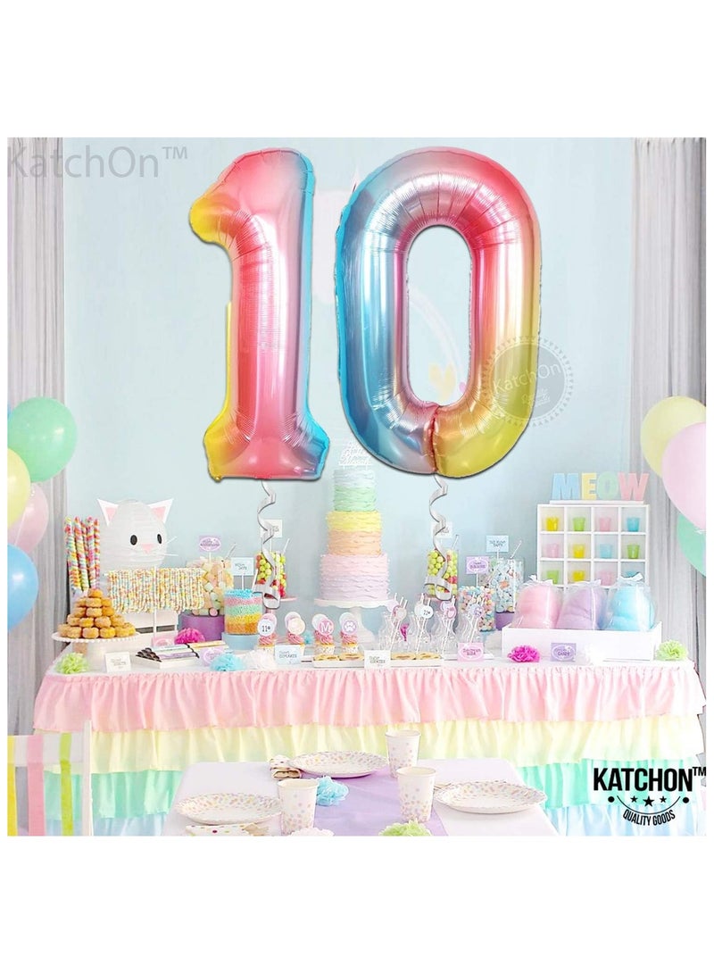 KATCHON Rainbow Number 10 Foil Balloon For 10th Birthday Decoration - Image 4