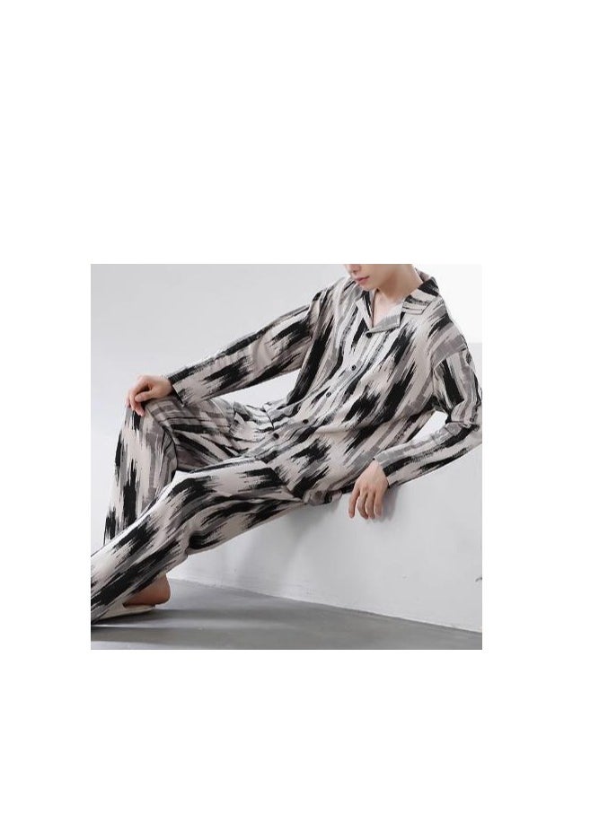 MIIOW - Cotton Pajamas Men's Oversized Loose Long Sleeved High-End Home Suit Set - Image 1