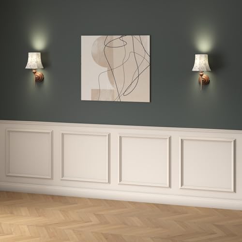 JutboRstp 4 Set Peel and Stick Wall Molding Trim Kit Premade Wainscoting Panels White Pre Cut Wall Panels for Interior Wall Decor DIY Home Decoration Picture Frame 20 x 20 Inch - Image 1