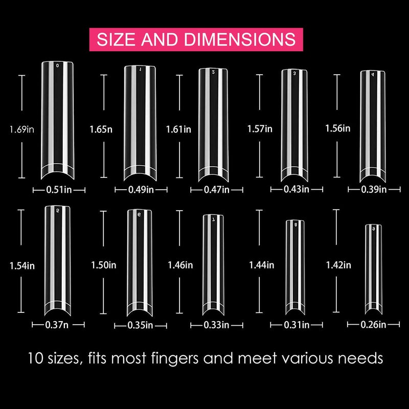 SWETIDY No C Curve Square Flat Nail Tips,SWETIDY 500Pcs XXL Extra Long Acrylic Clear Straight Tapered,Half Cover French Fake Nails for Nail Salon and DIY Nail Art 10 Sizes - Image 3