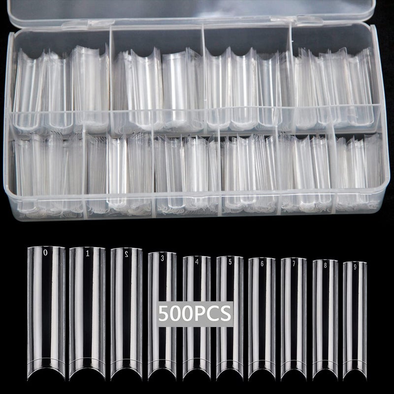 SWETIDY No C Curve Square Flat Nail Tips,SWETIDY 500Pcs XXL Extra Long Acrylic Clear Straight Tapered,Half Cover French Fake Nails for Nail Salon and DIY Nail Art 10 Sizes - Image 2