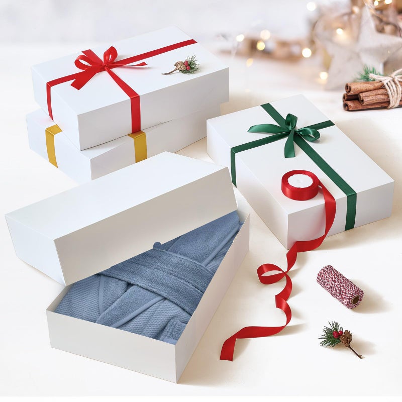 YANGTE 12 Premium Gift Boxes with Lids for Presents, Extra Large White Boxes for Wrapping Gifts, 4-inch Deep Clothing Gift Boxes for Robe, Sweater, Shirt and Christams Gift - Image 3