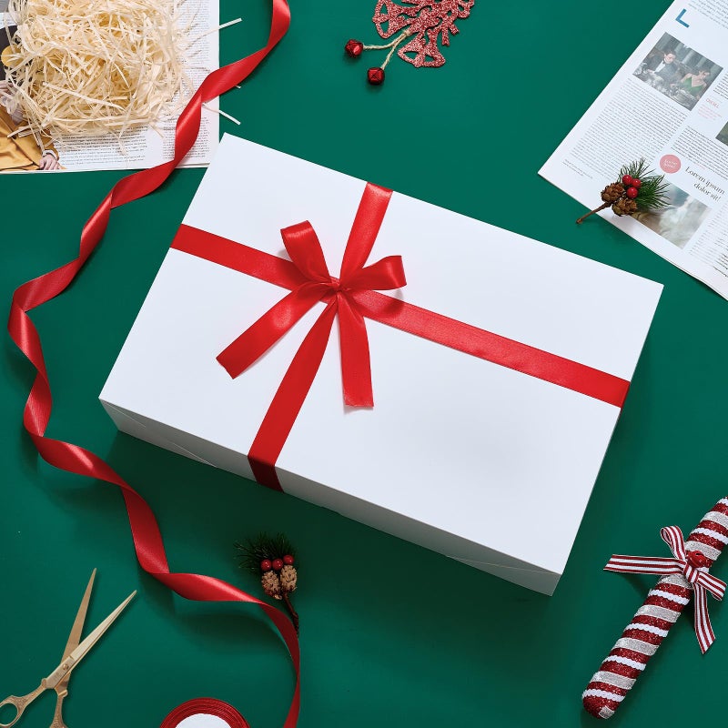 YANGTE 12 Premium Gift Boxes with Lids for Presents, Extra Large White Boxes for Wrapping Gifts, 4-inch Deep Clothing Gift Boxes for Robe, Sweater, Shirt and Christams Gift - Image 4