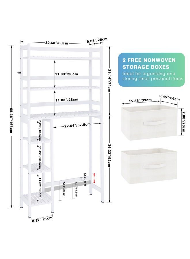 SMIBUY Bathroom Storage Shelf with Drawer, Freestanding Toilet Space Saver with 3-Tier Adjustable Shelves (White) - Image 4