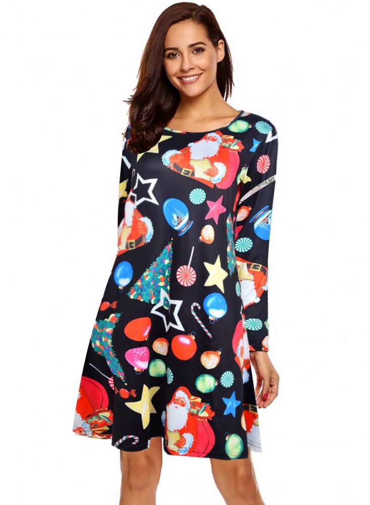 Loquat Women's Fashionable High Waist Printed Dress 