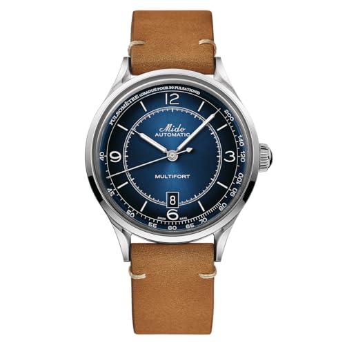 MIDO Multifort Patrimony - Swiss Automatic Watch for Men - Blue Dial - Case 40mm Stainless Steel - Tan Leather Strap- M0404071604000 - Image 1