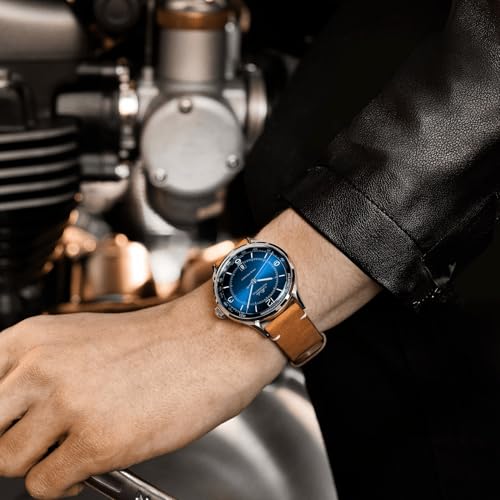 MIDO Multifort Patrimony - Swiss Automatic Watch for Men - Blue Dial - Case 40mm Stainless Steel - Tan Leather Strap- M0404071604000 - Image 3
