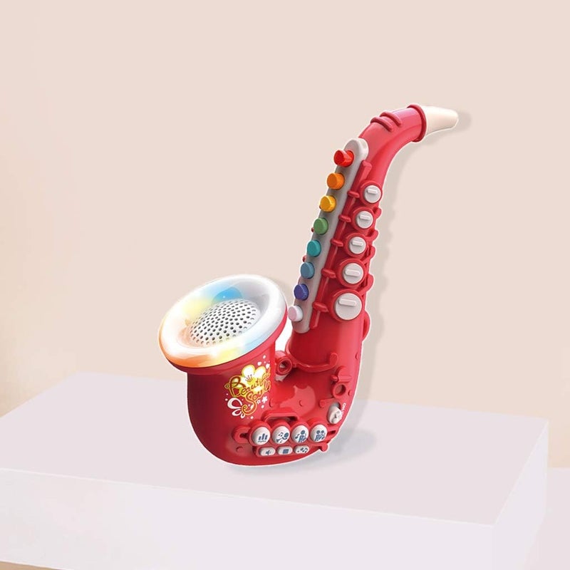 klarako toy for kids Musical Instrument Trumpet/Saxophone/Clarinet with Color Coded Keys for Boys and Girl Ages 3 and Up , Saxophone Red - Image 1