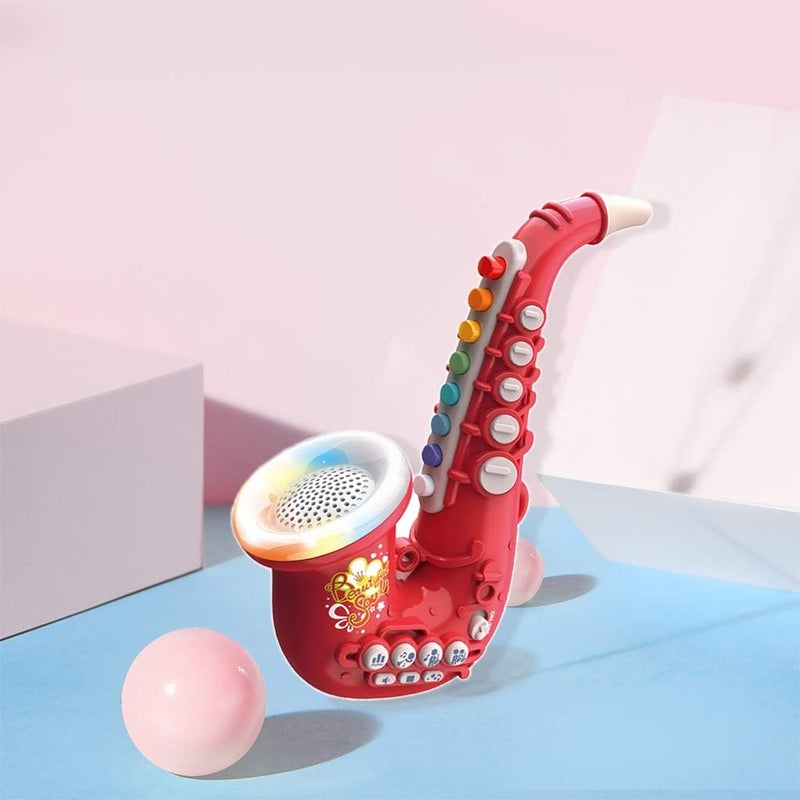 klarako toy for kids Musical Instrument Trumpet/Saxophone/Clarinet with Color Coded Keys for Boys and Girl Ages 3 and Up , Saxophone Red - Image 3