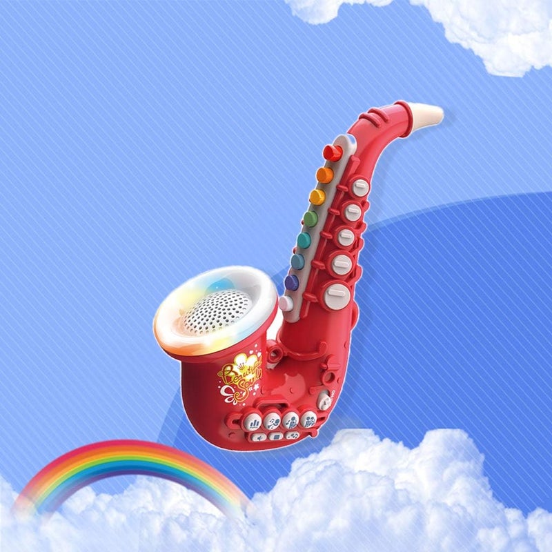 klarako toy for kids Musical Instrument Trumpet/Saxophone/Clarinet with Color Coded Keys for Boys and Girl Ages 3 and Up , Saxophone Red - Image 4