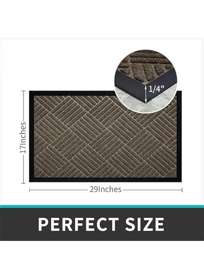 HOOKOR Indoor Outdoor Front Door Mat, All Weather Non-Slip Rubber Outside Entrance Door Mat, Super Absorbent Moistureproof Doormat, Welcome Mat for Home Front, Hallway, Patio, 45 x 75 cm (Brown) - Image 2