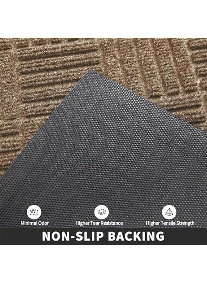 HOOKOR Indoor Outdoor Front Door Mat, All Weather Non-Slip Rubber Outside Entrance Door Mat, Super Absorbent Moistureproof Doormat, Welcome Mat for Home Front, Hallway, Patio, 45 x 75 cm (Brown) - Image 5