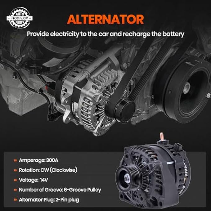 hodflop 15093928 14V 300Amp High Output Alternator Compatible with Cadillac Escalade & Chevy Avalanche Suburban Tahoe & GMC Yukon 2007-2011 & Hummer H2 2008-2009, 4.3/4.8/5.3/6.0/6.2/6.6L 15857608 15905871 - Image 4