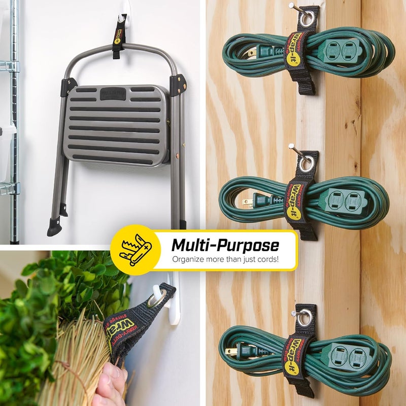 Wrap-It Storage Heavy-Duty Straps, 7-inch (6 Pack) - Hook and Loop Tool Cord Organizer, Extension Cord Hanger, Kitchen Cord Keeper, Cable Straps for Cords, Hoses, Rope, RV, and Garage Organization - Image 4