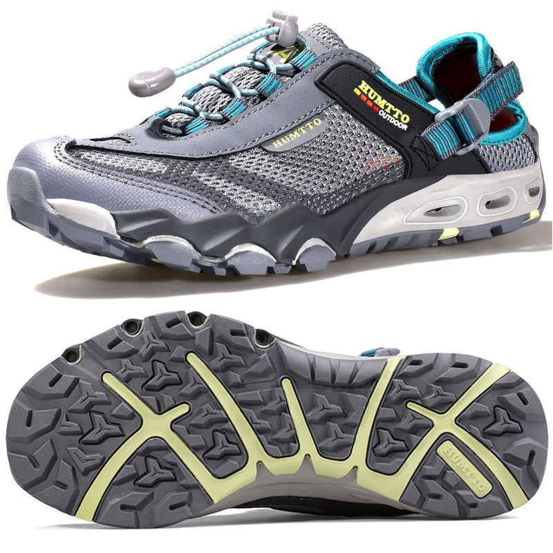 HUMTTO Men's Amphibious Water Shoes - Outdoor Hiking Sandals for Men Summer Non-Slip Quick Drying Water Sandals River Shoes 10.5 Blue/Grey - Image 1