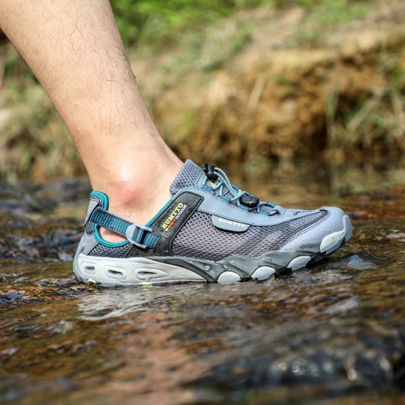 HUMTTO Men's Amphibious Water Shoes - Outdoor Hiking Sandals for Men Summer Non-Slip Quick Drying Water Sandals River Shoes 10.5 Blue/Grey - Image 3