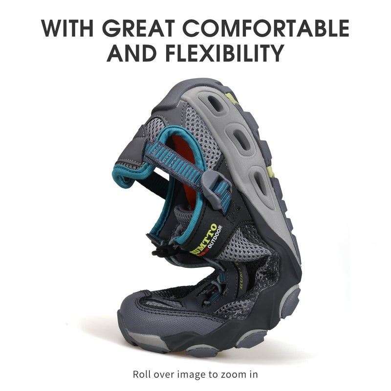 HUMTTO Men's Amphibious Water Shoes - Outdoor Hiking Sandals for Men Summer Non-Slip Quick Drying Water Sandals River Shoes 10.5 Blue/Grey - Image 5