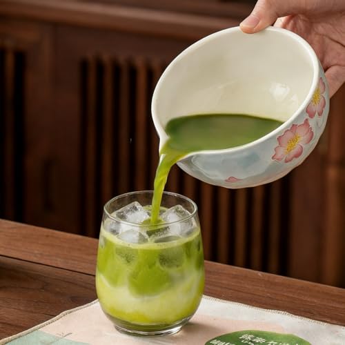 Clay&Fire Matcha Whisk Set，9 Pcs Ceramic Matcha Set, 15 OZ Matcha Bowl with Spout and Whisk，Matcha Kit for Friend, Ideal Gift for Matcha Lover（Cherry Bloom） - Image 4
