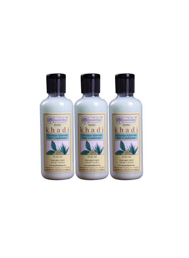KHADI RISHIKESH Herbal Greentea Aloevera Hair Conditioner Combo Set Pack Of 210Ml X 3 (630Ml) - Image 2