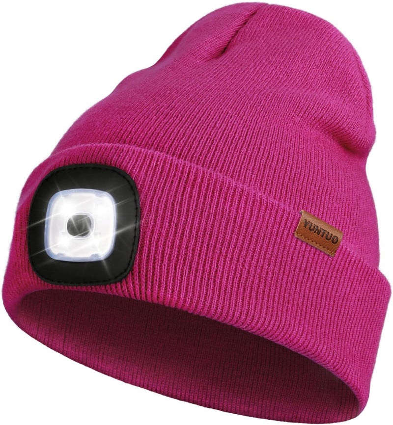 YunTuo Store LED Beanie with The Light, Unisex USB Rechargeable Headlamp Winter Knitted Cap Gifts for Men Dad Husband Him - Image 1