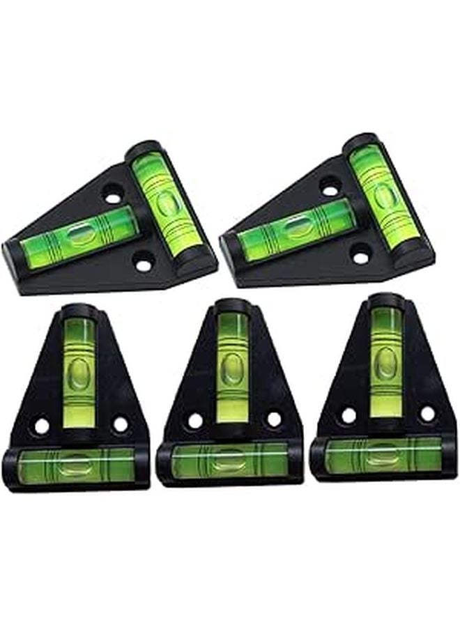 5Pcs Mini Triangle Bubble Level Set Black T Shape Dual Direction Leveler with Mounting Holes - Image 1