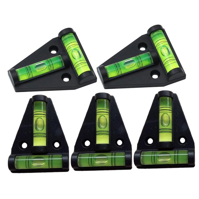 5Pcs Mini Triangle Bubble Level Set Black T Shape Dual Direction Leveler with Mounting Holes - Image 2